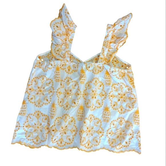 Cato Orange Floral Embroidered Eyelet Scallop Tank Large NWOT - Picture 9 of 12